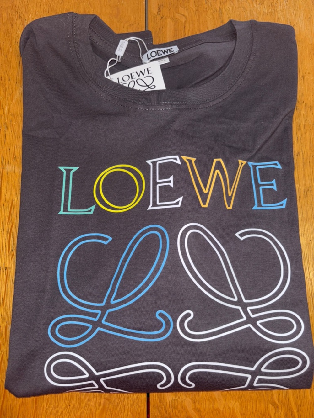 Loewe Black Short Sleeve Tee with Multicolor Logo please Read 👇